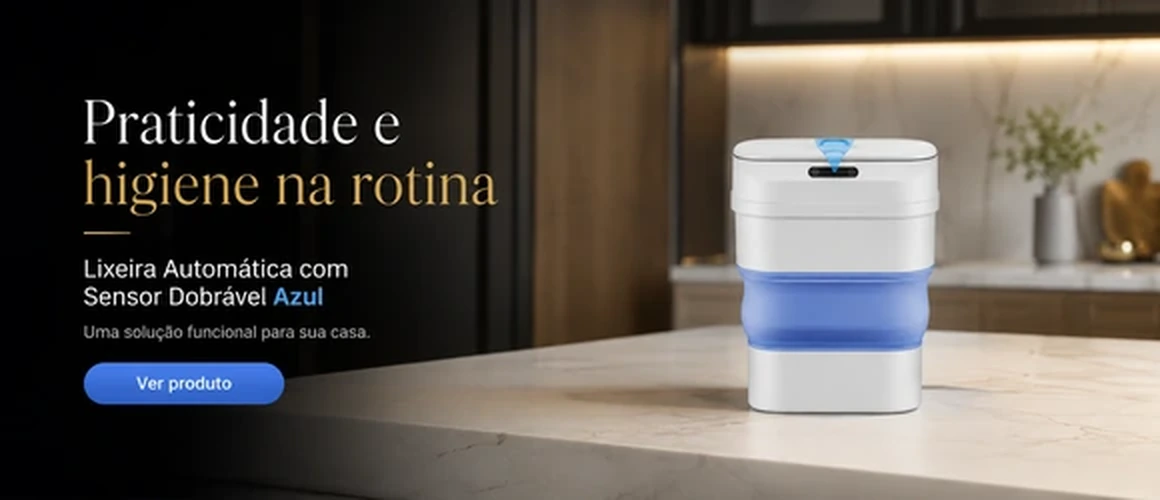 Lixeira Automática com Sensor Dobrável Azul